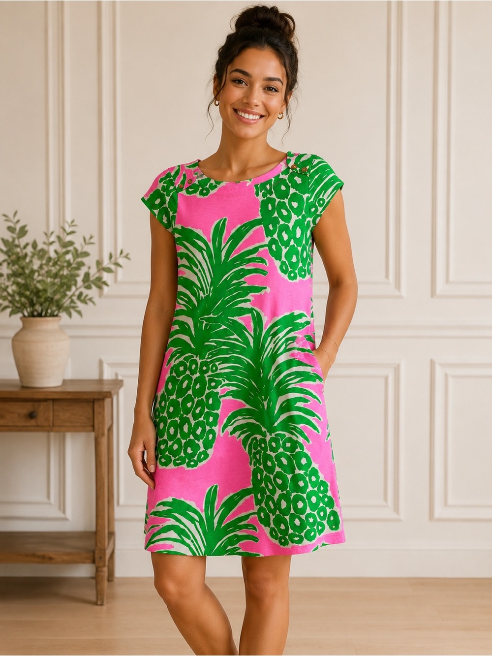 Lilly Pulitzer Pink & Green Tropical Dress